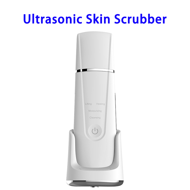 New Arrival Professional Face Cleanser Wireless Charging Facial Ultrasonic Skin Scrubber(White)