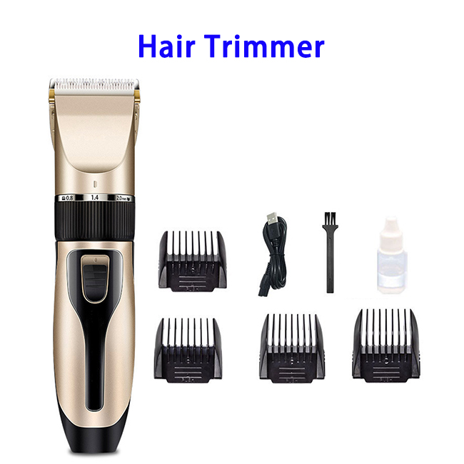 Best Sell Amazon Hot Rechargeable Hair Clipper Elegant ABS Body Electric Hair Trimmer (Gold)