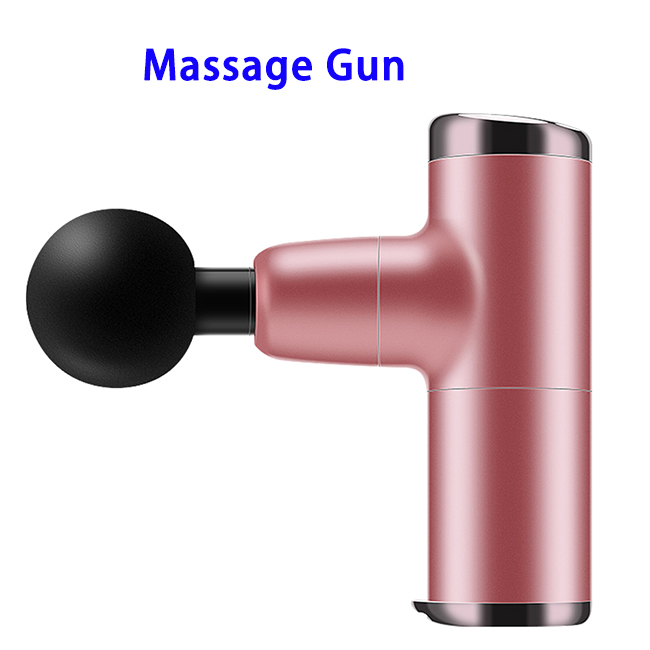 Super Mini 4 Speeds 4 Heads Noise Free Massage Gun with Button Switch and Hand Strap(Pink)