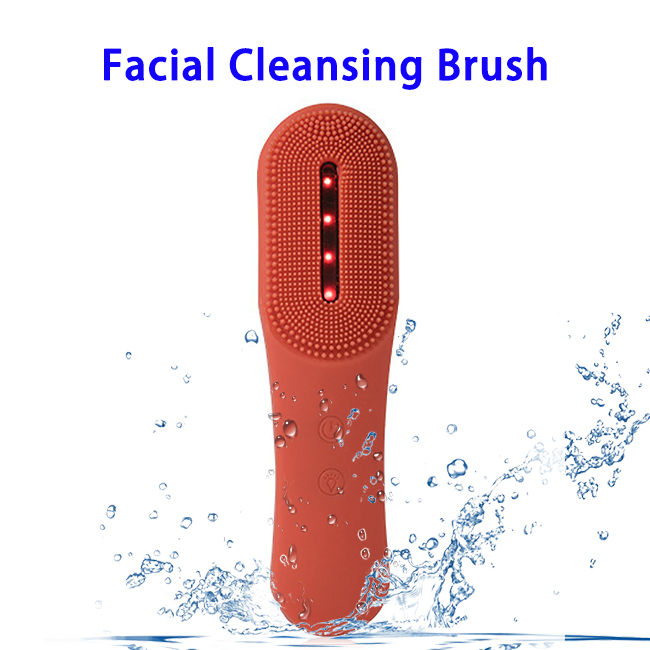 New Face Cleaning Device Silicone Facial Cleansing Brush(Red)