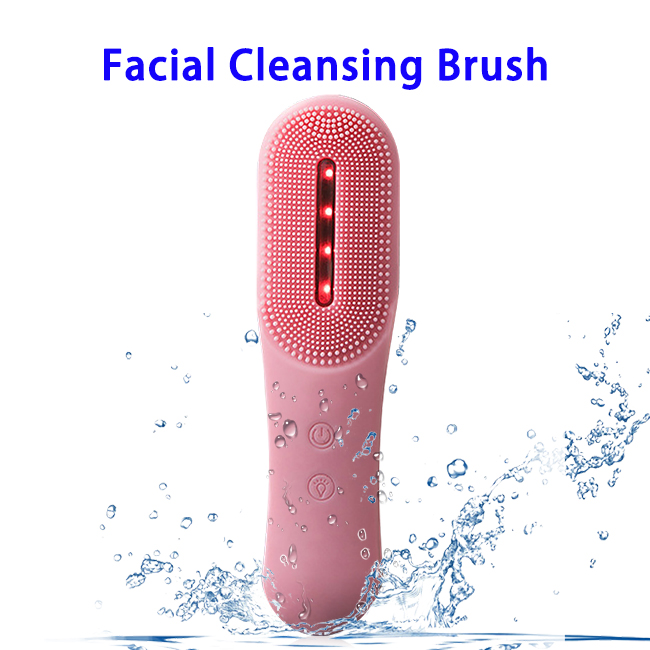 New Face Cleaning Device Silicone Facial Cleansing Brush(Pink)