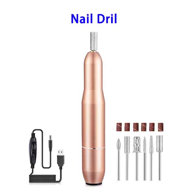 Portable Electric Nail Drill Machine Professional Manicure Pedicure Nail File Drill Kit Set Home Salon Use(Rose gold)