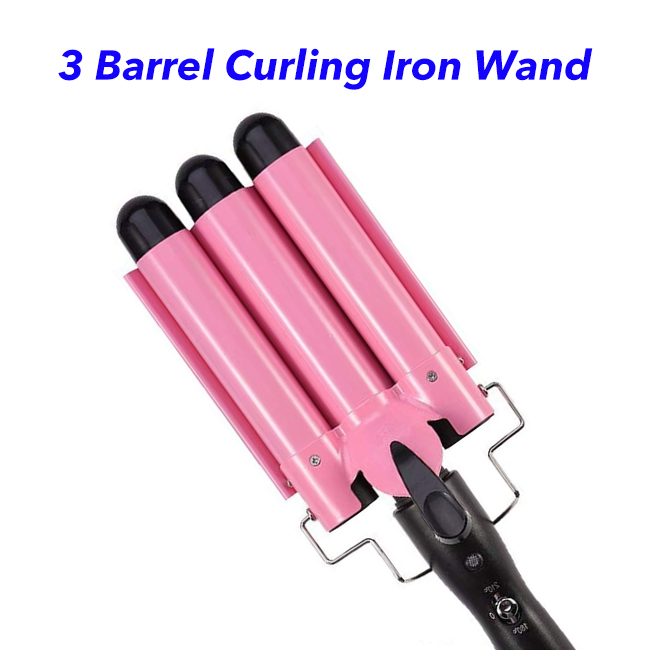 Hair Waving Styling Tools Hair Crimper 3 Barrel Curling Iron Wand Dual Voltage Ceramic Hair Curler