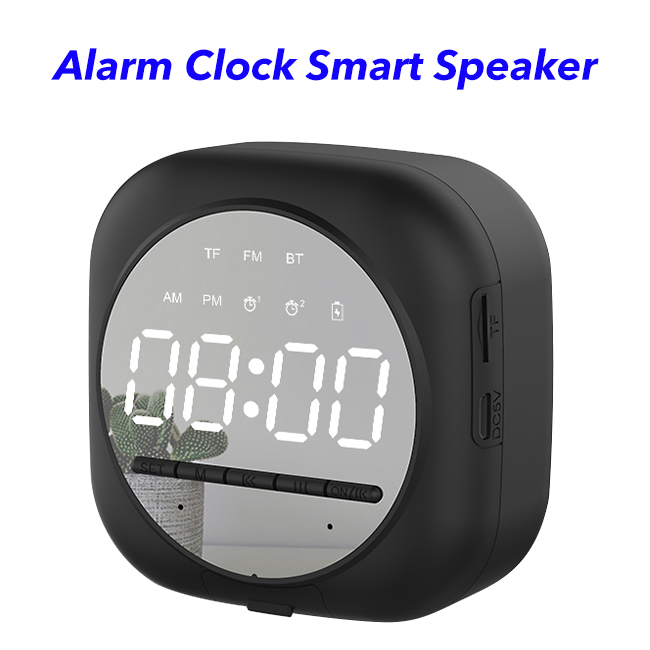 5.0 Dual Pairing Loud Wireless Mini Speakers Alarm Clock Portable Smart Speaker(Black)