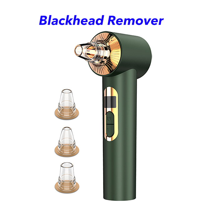 3 Heads Face Pore Cleaner Vacuum Electric Blackhead Remover Vacuum(Green)