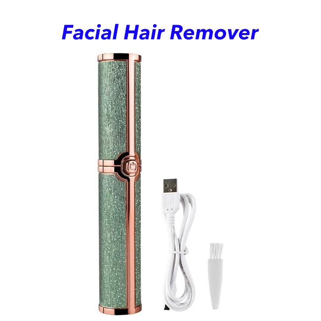Newest Design USB Rechargeable Hair Remover Lady Portable Electric Eyebrow Razor Trimmer(Green)