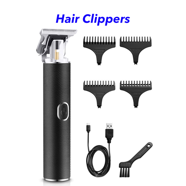 USB Rechargeable Cordless T Blade LED Display Hair Clipper Hair Trimmer (Black)