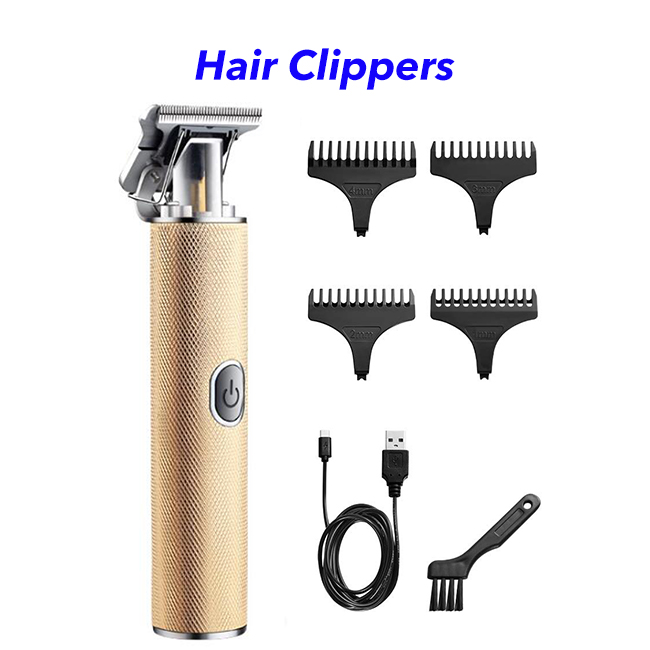 USB Rechargeable Cordless T Blade Hair Clipper Hair Trimmer (Gold)