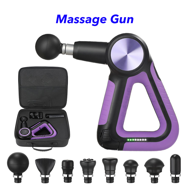 CE ROHS FCC Multi-Sided Handle Design 5 Speeds Muscle Massage Gun(Purple)
