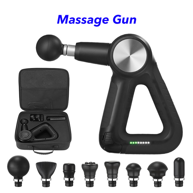 CE ROHS FCC Multi-Sided Handle Design 5 Speeds Muscle Massage Gun(Black)