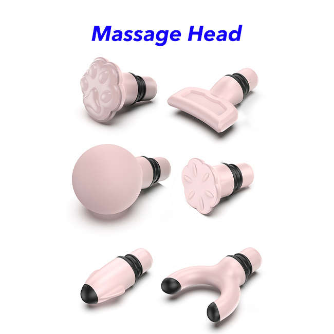 Deep Tissue Percussion Massage Heads 6 Different Muscle Massager Heads (Pink)
