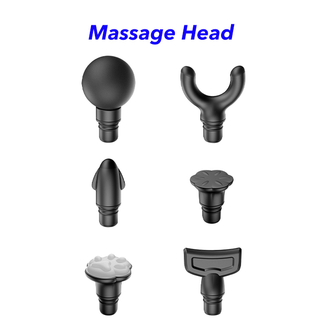 Deep Tissue Percussion Massage Heads 6 Different Muscle Massager Heads (Black)