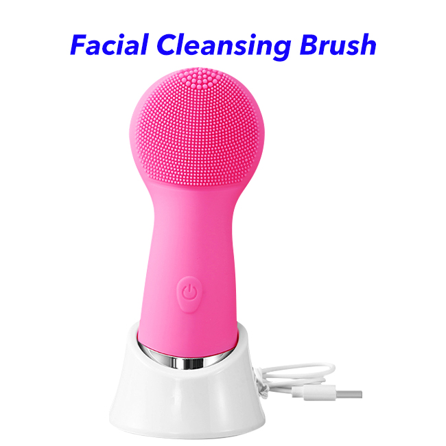 Newest Waterpoof CE ROHS Silicone Facial Cleansing Brush(Rose)