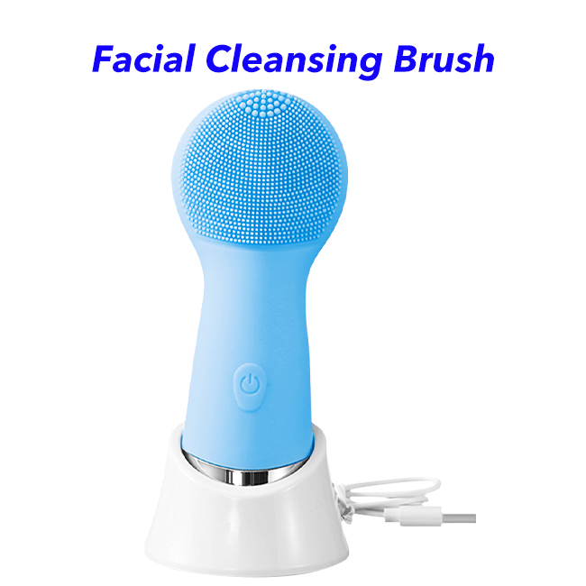 Newest Waterpoof CE ROHS Silicone Facial Cleansing Brush(Blue)
