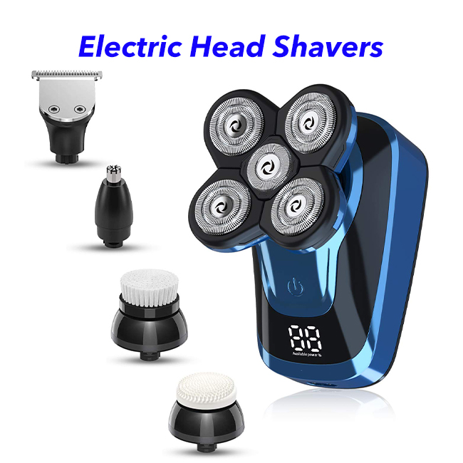 5 in 1 5 Shaver Heads LED Beard Trimmer Razor Hair Trimmer Electric Shavers(Blue)