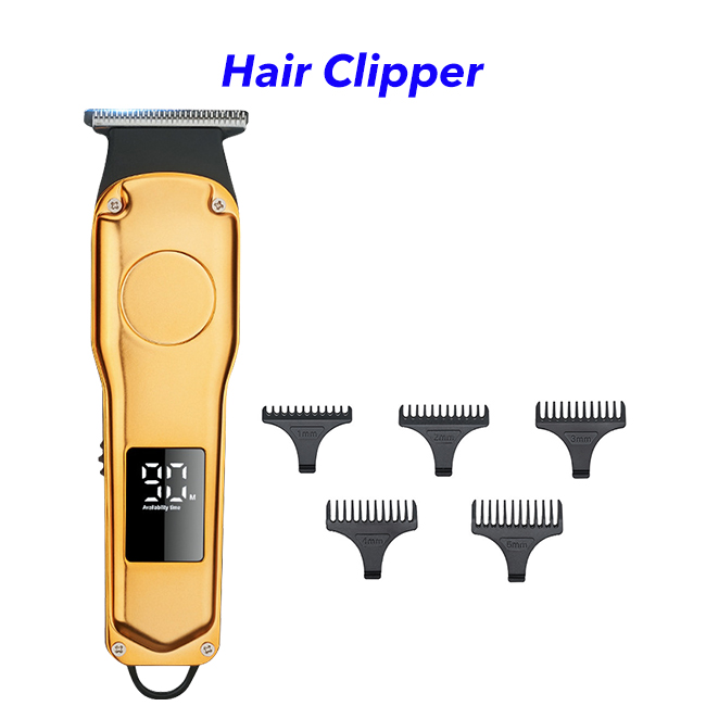 2021 New Arrivals CE FCC ROHS MSDS Approved LCD Display Hair Clippers(Gold)