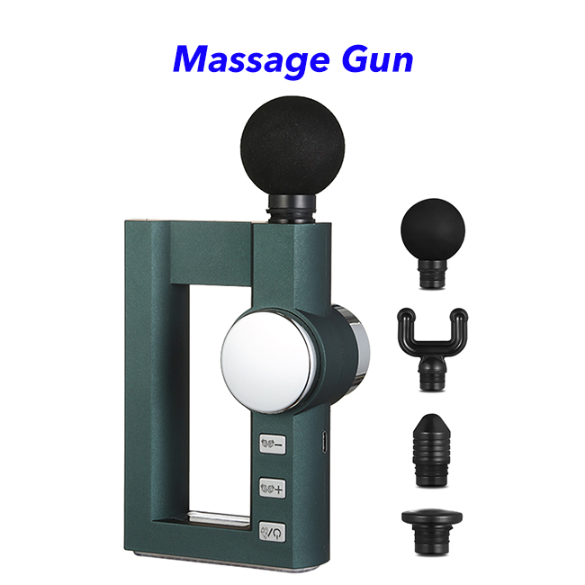 New Deep Tissue Percussion Mini Hot Compress LCD Fascia Massage Gun(Deep green)