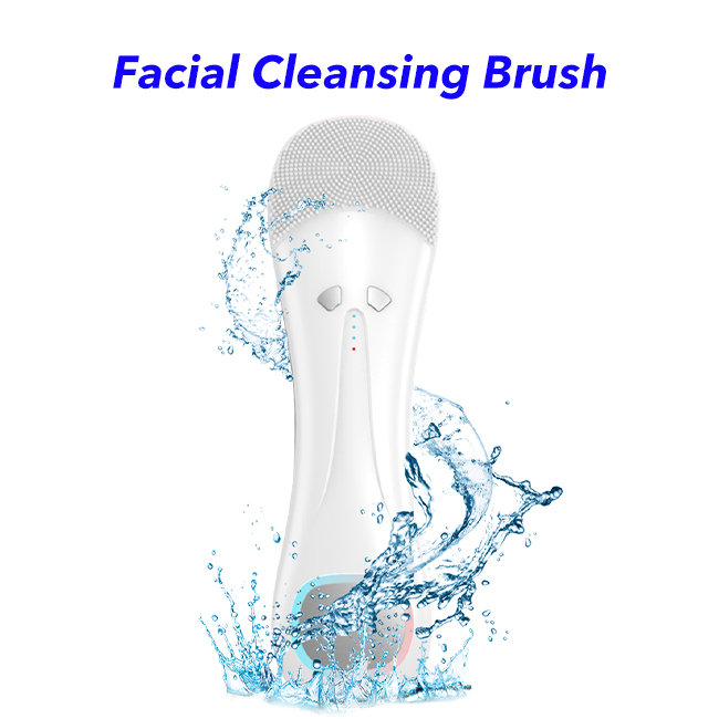 Hot New Waterpoof Upgraded Silicone Heated Massage Facial Cleansing Brush(White)