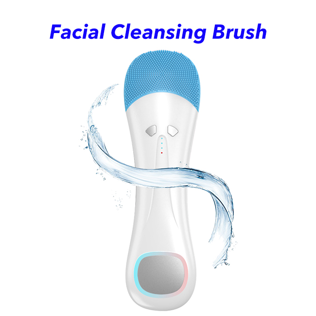 Hot New Waterpoof Upgraded Silicone Heated Massage Facial Cleansing Brush(Blue)