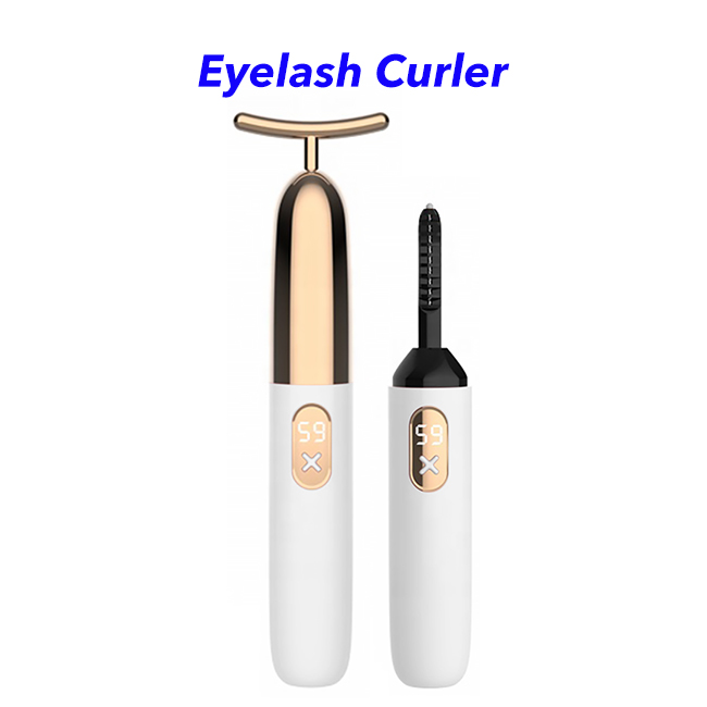 Wholesales Double Use Mini Electric Makeup Sets Eyelash Extensions D Curls V Shape Face Heaters Eyelash Curler(White)