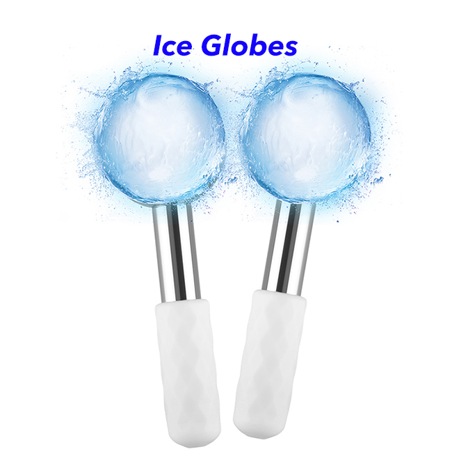 New Arrival Cooling Stainless Steel Heat and Cool Facial Ice Globes For Face (White)