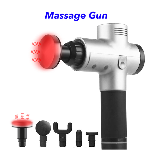 Trend 20 Speeds 5 Heads Heat Fascial Handheld Vibration Deep Tissue Muscle Massage Gun (White)