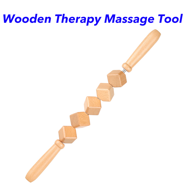 Handheld Therapy Release Muscle Pain Anti Cellulite Wooden Massage Roller Tool 