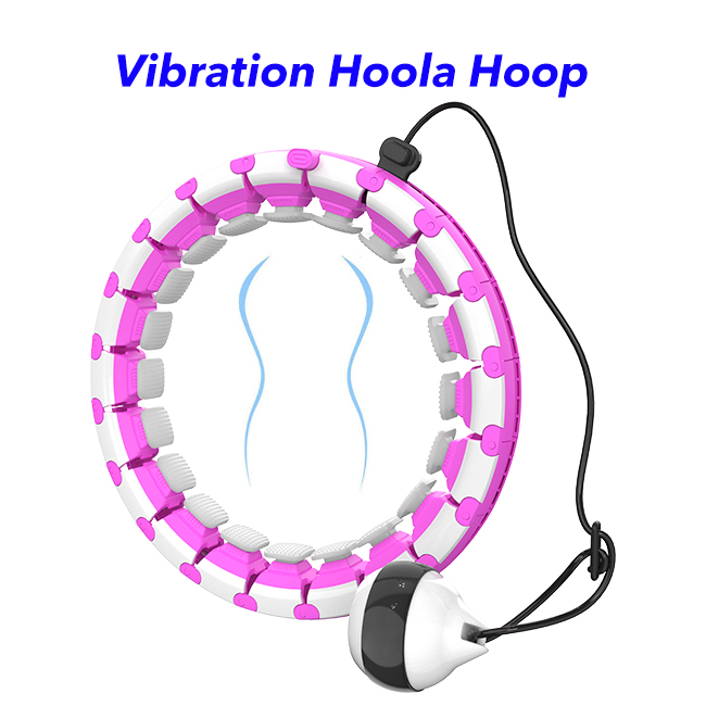 New 24 Knots Adjustable Loss Weight Equipment with 360 Massage Vibration Hoola Hoop(Rose Pink)
