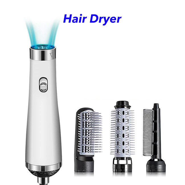 5 in 1 One Step 360 Degree Rotating Hair Staightener Comb 3 Heads Styler Brush Hair Dryer Brush