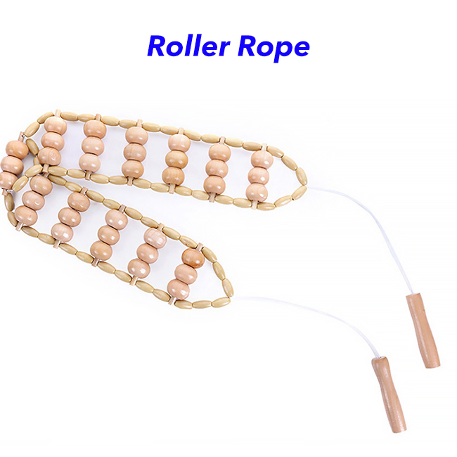 Portable Handmade Wood Therapy Tool Handheld Roller Rope Work On The Body Wooden Massage Roller