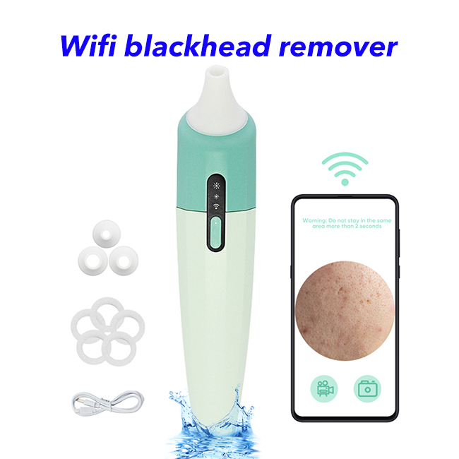 Wifi Facial Deep Cleaning Visible Pore Vacumn Blackhead Remover with Camera(Green)