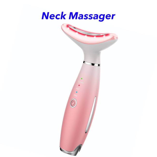 Smart Portable Face and Neck Lifting Massager Electric Skin Care Tool Reduce Wrinkles EMS Neck Massager(Pink)