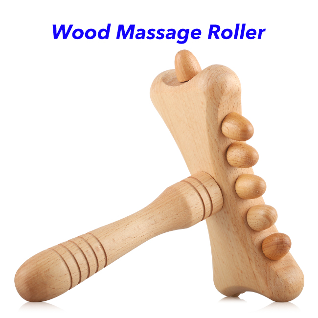 Anti Cellulite Wooden Deep Tissue Massage Tool T-Shape Roller Wood Therapy Massage Tools for Body