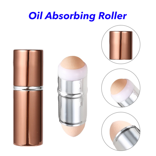 Double Head Volcanic Stone Facial Volcanic Oil Absorbing Roller Volcanic Stone Oil Absorber(Brown)