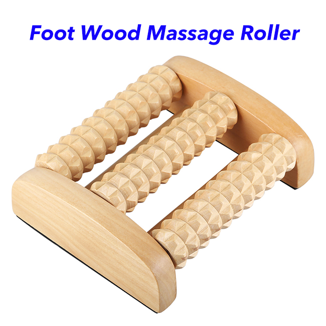 Relax and Relieve Plantar Fasciitis Acupressure Foot Massager Heel Arch Pain Stress Relief Tool Dual Wooden Foot Massage Roller (A)