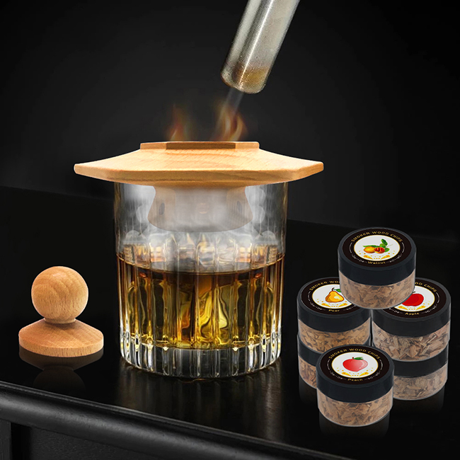 Wooden Cocktail Smoker Kit Smoke Top Saucer Set Whiskey Smoker Kit for ...