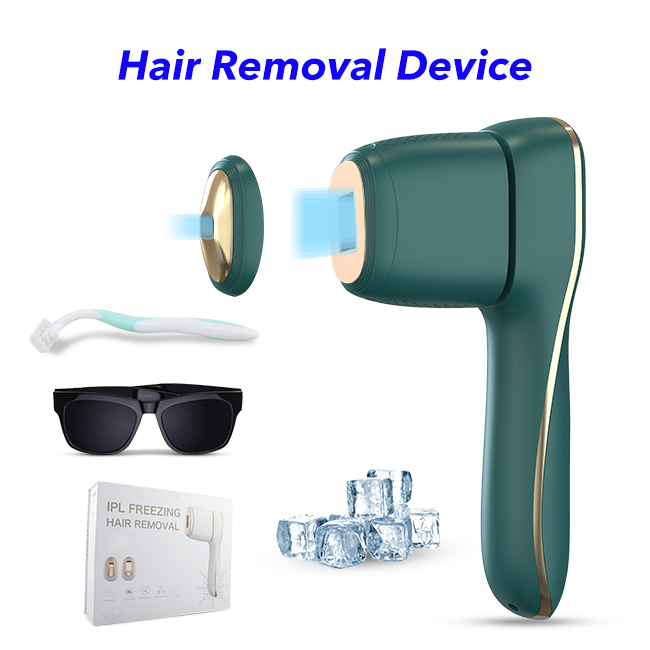 Home Use Painless Permanent IPL Laser Hair Removal with Ice Cooling Function(Green)