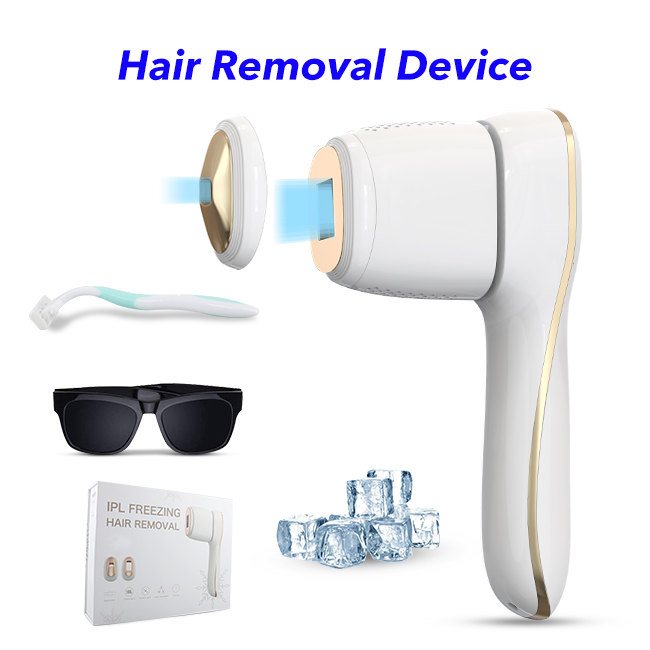 Home Use Painless Permanent IPL Laser Hair Removal with Ice Cooling Function(White)