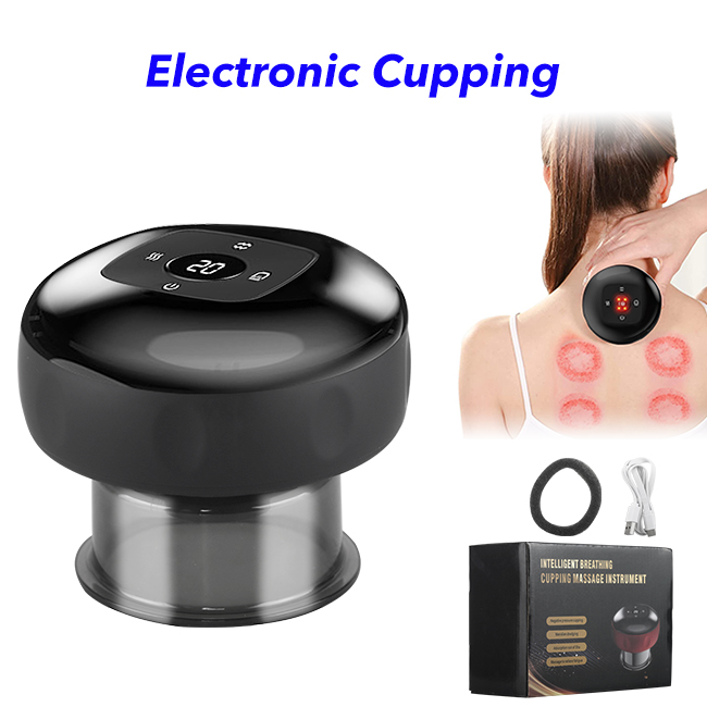 Smart Cupping Machine Vacuum Heated Therapy Rechargeable Cupping Device (Black)