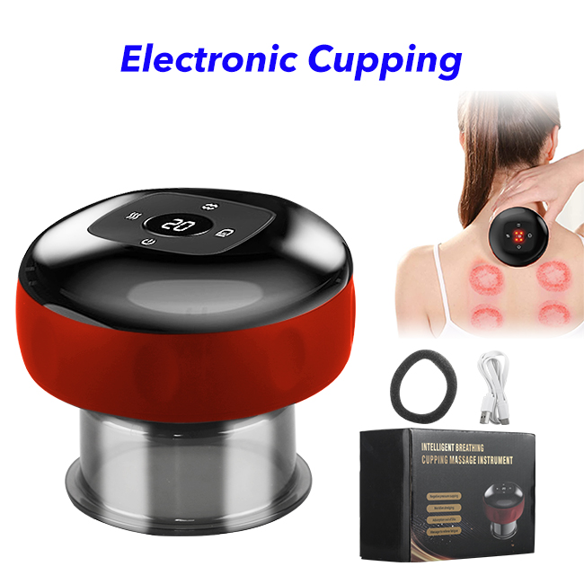 Smart Cupping Machine Vacuum Heated Therapy Rechargeable Cupping Device (Red)