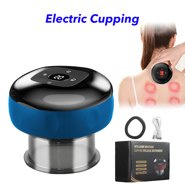 Smart Cupping Machine Vacuum Heated Therapy Rechargeable Cupping Device (Blue)