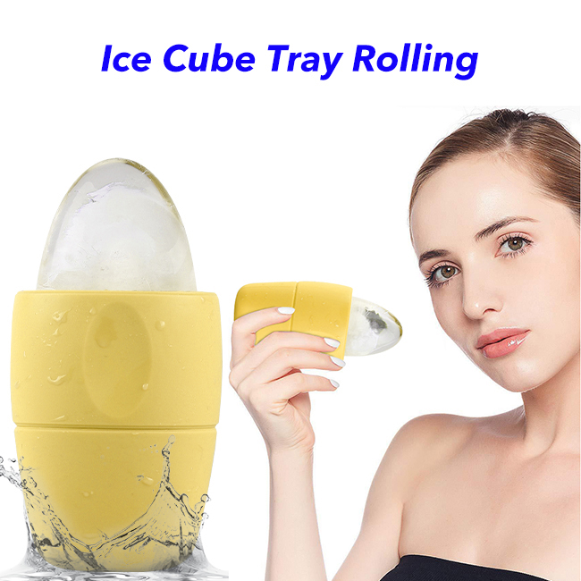 Face Skin Care Reusable and Freezable Ice Face Roller Mold Silicone Face Roller(Yellow)