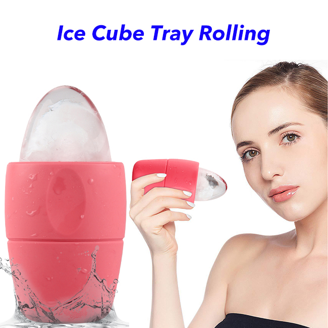 Face Skin Care Reusable and Freezable Ice Face Roller Mold Silicone Face Roller(Red)