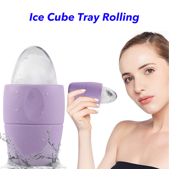 Face Skin Care Reusable and Freezable Ice Face Roller Mold Silicone Face Roller(Purple)