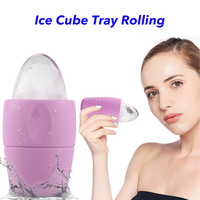 Face Skin Care Reusable and Freezable Ice Face Roller Mold Silicone Face Roller(Pink)