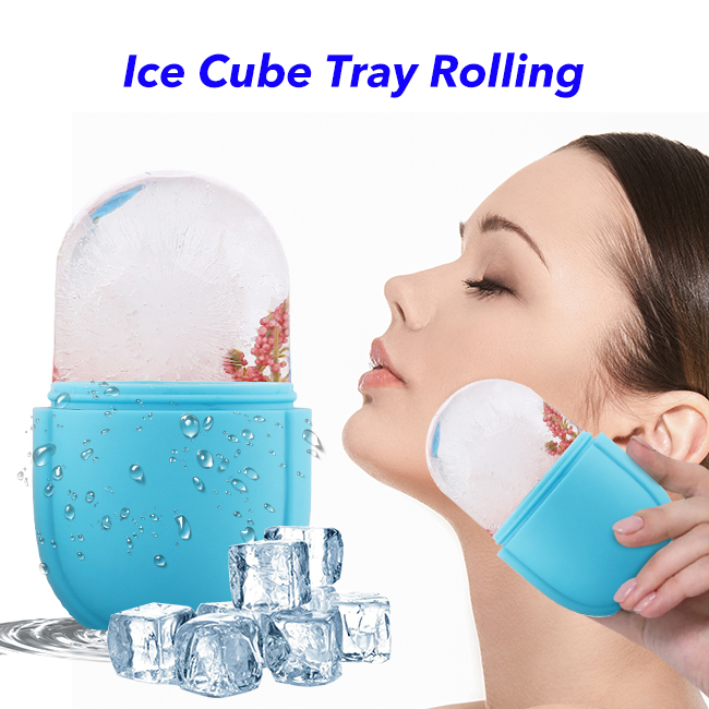 Ice Mold for Face and Eye Silicone Ice Face Roller Tighten & Tone Skin & De-Puff Remove Fine Lines (blue) 
