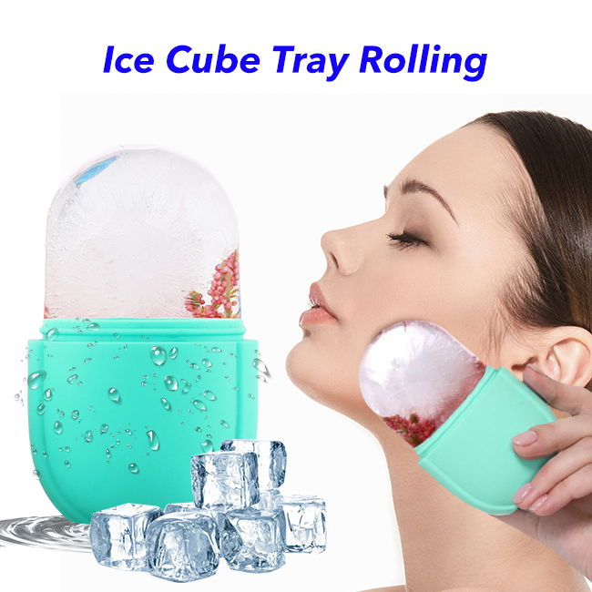 Ice Mold for Face and Eye Silicone Ice Face Roller Tighten & Tone Skin & De-Puff Remove Fine Lines (green) 