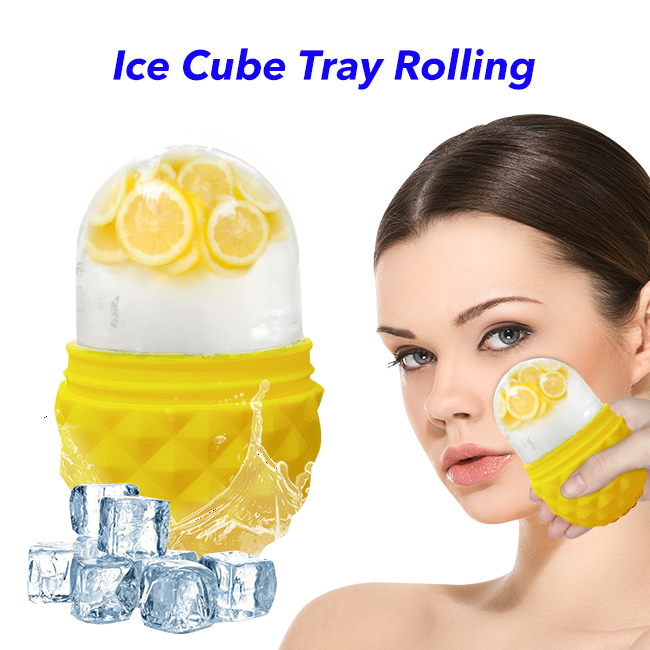 Ice Cube Tray Mold Skin Care Icing Tool Silicone Ice Roller For Face And Eye(Yellow)