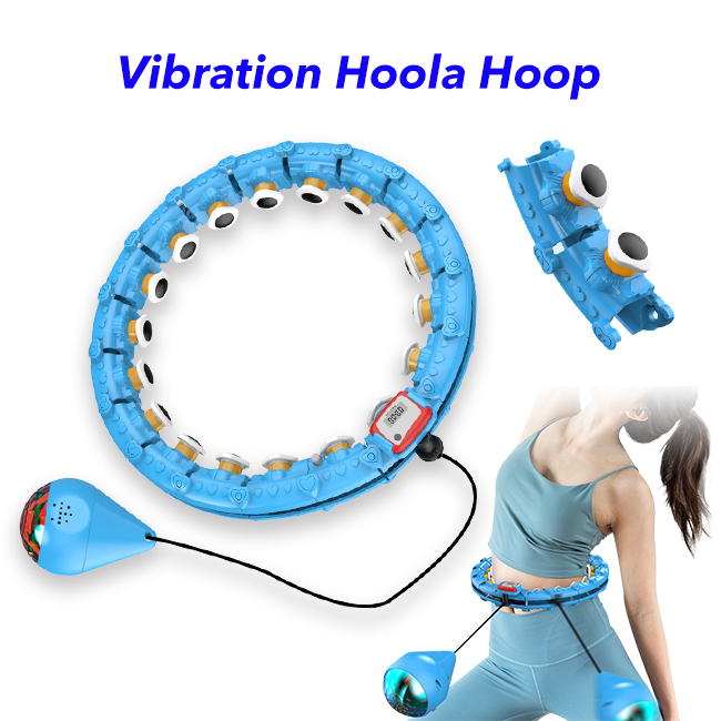 Smart Weighted Fit Hoop Weight Loss 24 Detachable Knots Fitness Massage Workout Equipment with Ball of light effects (blue)