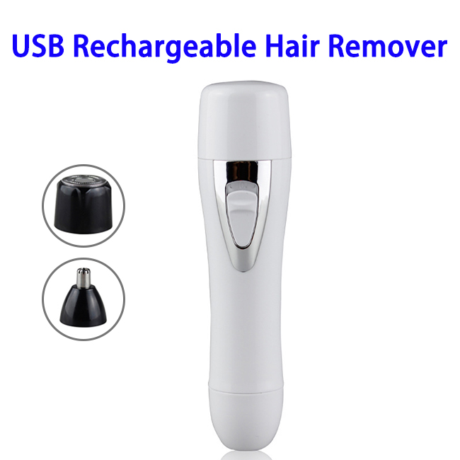 Portable Mini USB Rechargeable Stainless Steel Head Hair Remover (White)